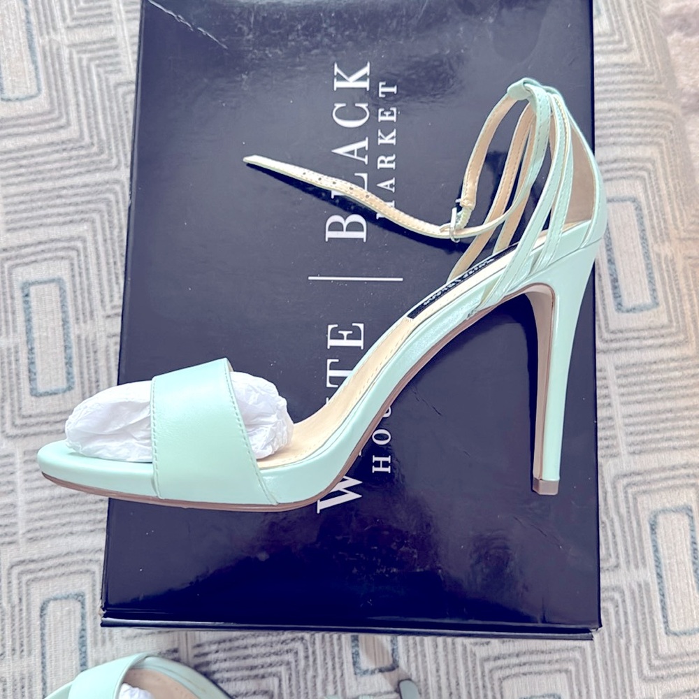 White House Black Market Mint Green Strappy Stiletto Sandals